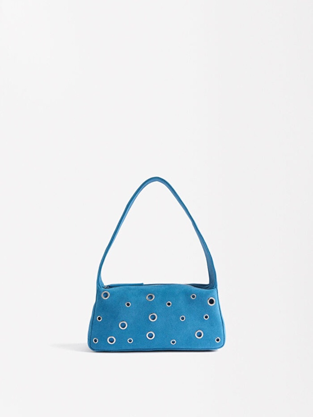 Parfois Blue Eyelet-Accent Leather Suede Shoulder Bag